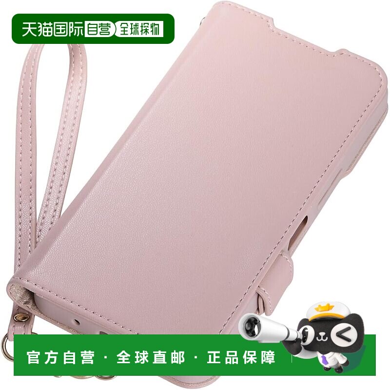日本直邮宜丽客 AQUOS wish6 带手绳磁吸皮套 浅粉手机壳