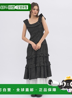1h可退 日本直邮idem 女装 多层次荷叶边长裙 波点设计 肩部装饰