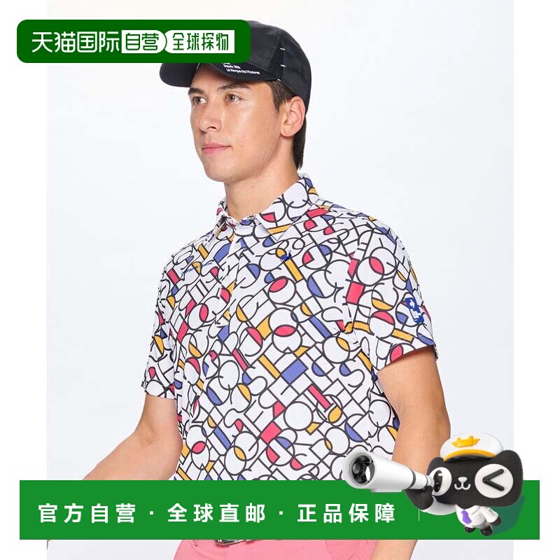 日本直邮le coq sportif 高尔夫衫 彩色块图案小碎花短袖半袖运动