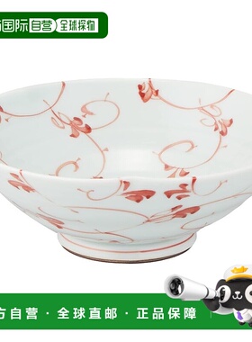 【日本直邮】波佐见烧 Goho Naburi 碗（饭碗） 内外蔓藤花纹 红