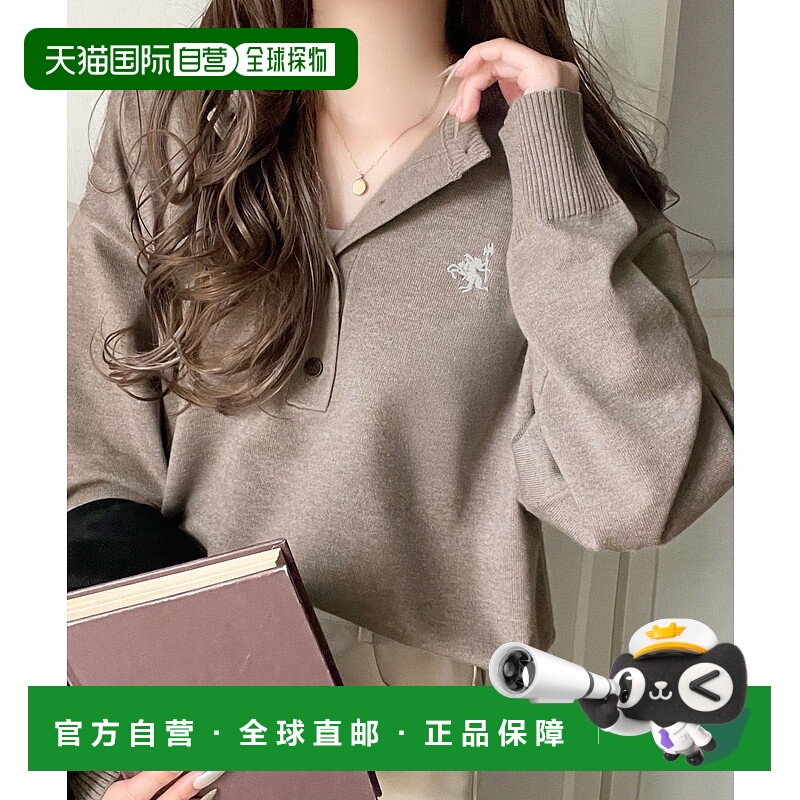 1h可退 日本直邮Java女装配色刺绣亨利领针织衫 宽松舒适设计 jv1