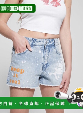 日本直邮Guess GUESS X BRANDALISED联名班克斯涂鸦风女士短裤 GU