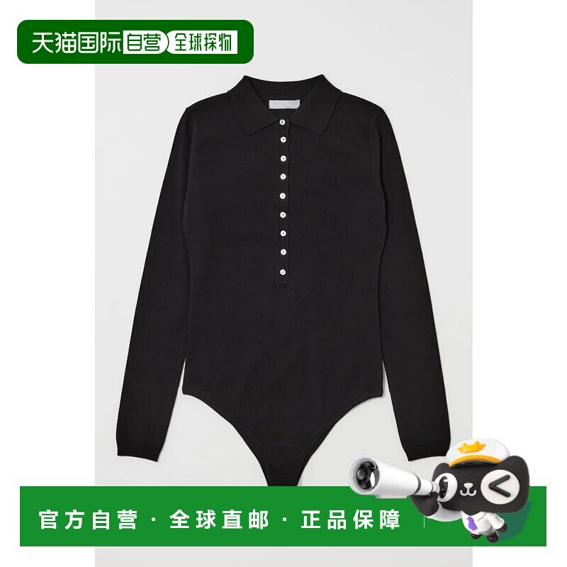 日本直邮MOUSSY 黑色带领针织连体衣