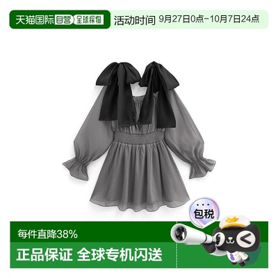 日本直邮日潮 GRL 蝴蝶结褶皱透视迷你连衣裙 tu1365露肩显瘦优雅