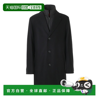 日本直邮Hugo Boss 男士黑色羊毛大衣 带衬里 Milogan2541 (50546