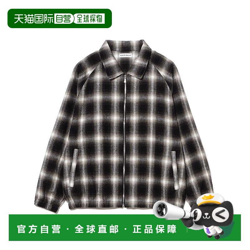1h可退 日本直邮cabaret poval 男装 宽松版型渐变格纹半拉链外套