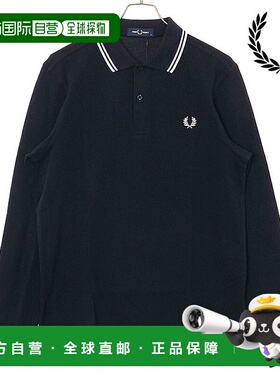 日本直邮Fred Perry 男士双尖头Polo衫长袖海军蓝/白色 [M3636-23