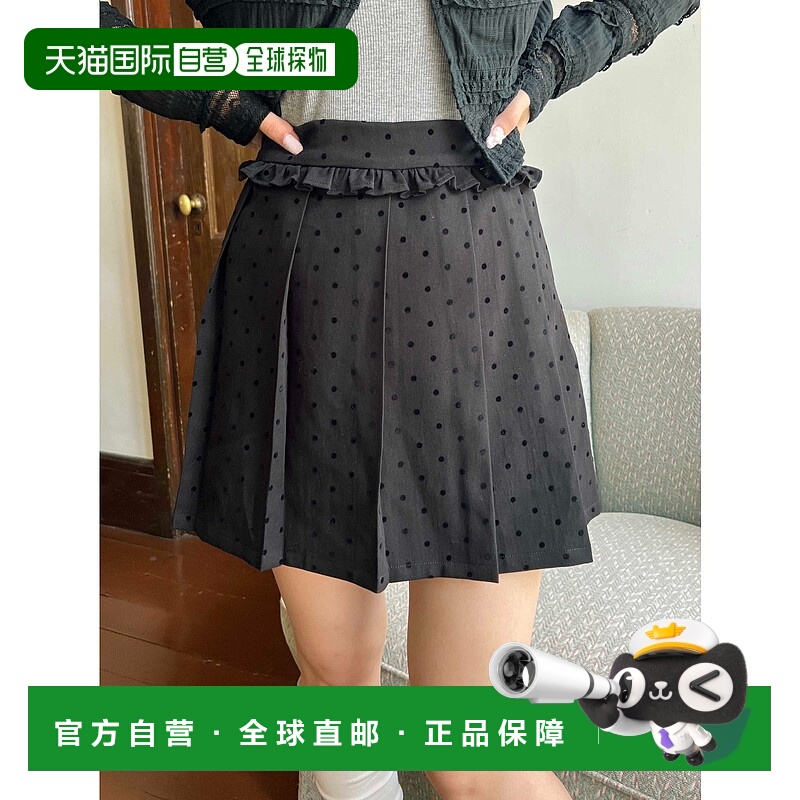 1h可退 日本直邮PHILLY 女装 秋冬新款 蕾丝腰头波点A字迷你裙 PW