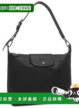 日本直邮LONGCHAMP 普里亚热 Extra 霍伯包女士款 M号黑色单肩包
