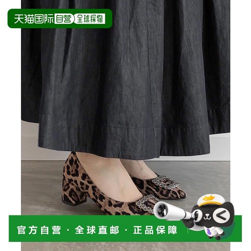 日本直邮Randa 时尚粗跟女鞋 黑色一脚蹬单鞋 RA041BW13532