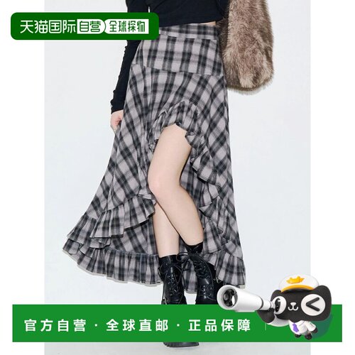 日本直邮EVRIS 女装 随机格纹不对称长裙 3726408013