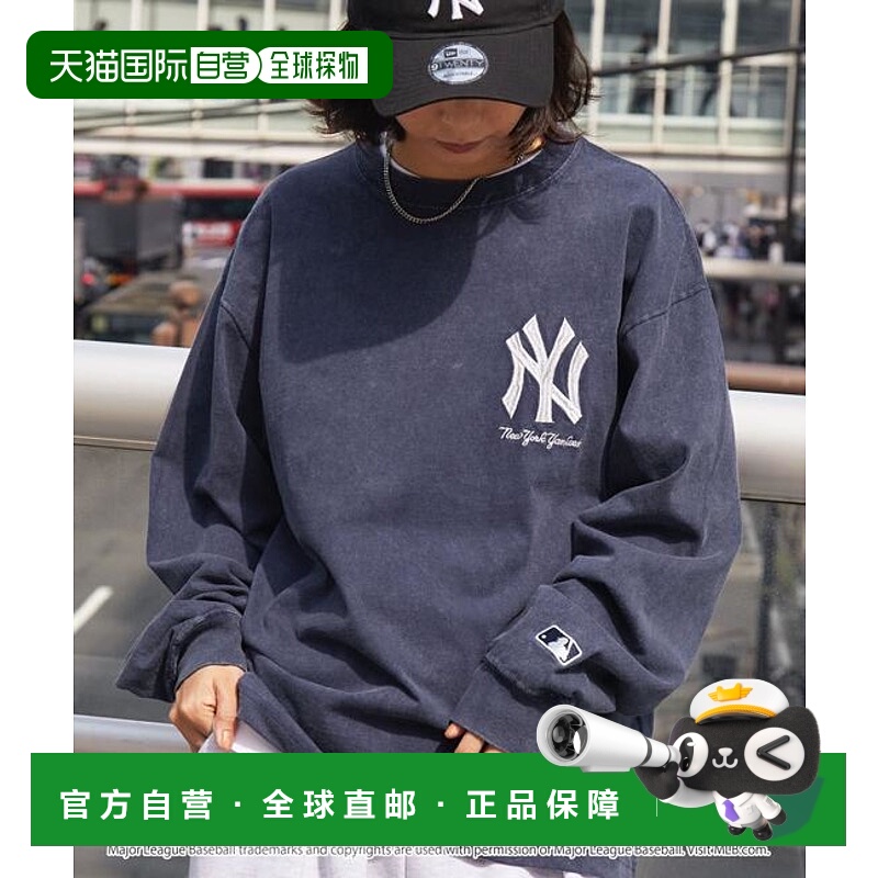 1h可退 日本直邮MONO-MART MLB/  徽章刺绣 复古做旧 宽松版长袖T