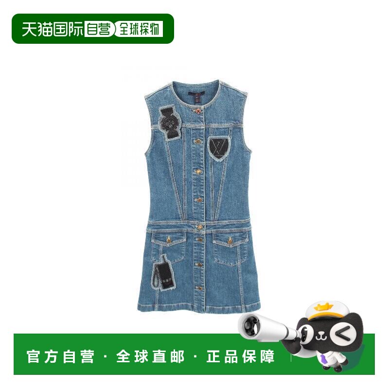 日本直邮中古二奢LV路易威登女S级99新one piece连衣裙棉上衣蓝色图片