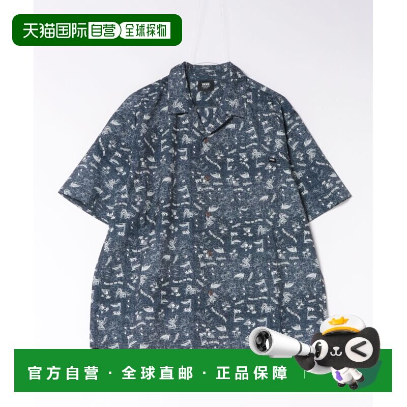 日本直邮VANS 男士 短袖阿罗哈衬衫 NAVY色 宽松休闲风 椰子纽扣