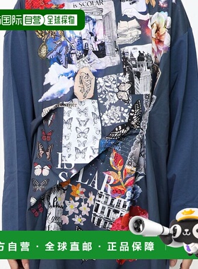 1h可退 日本直邮iS ScoLar 女装 花蝶拼接印花宽松连衣裙 半透中