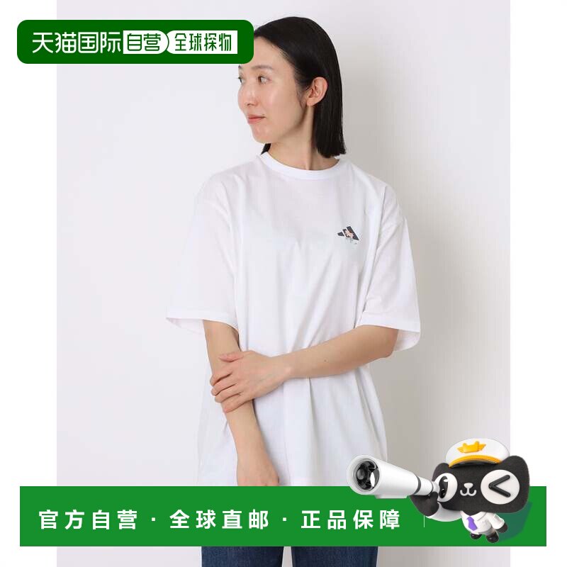 日本直邮adidas 女士T恤 QD624 白色 花卉印花 宽松版型