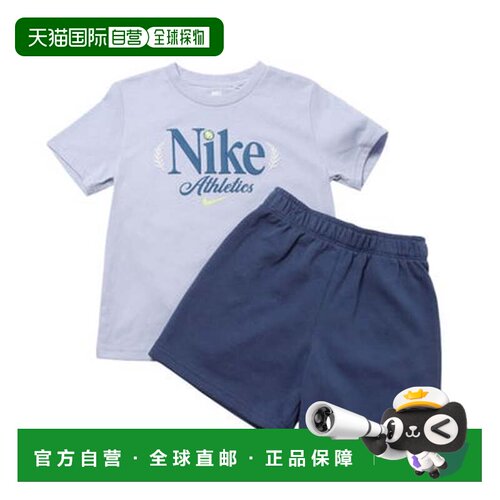 日本直邮耐克NIKE儿童T恤短裤套装NKN网球运动服FT 76N617（蓝色
