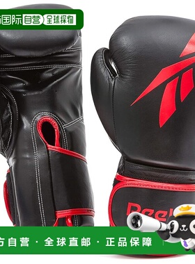 【日本直邮】Reebok 格斗/拳击手套 皮革和 PU 黑色/红色 16 盎司