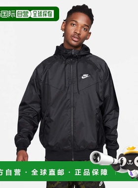 日本直邮Nike 男士NSW HE WR梭织连帽防风夹克 DA0002 010 黑色