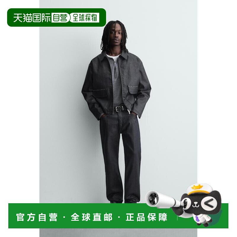 日本直邮Zara直筒版型蜡质处理牛仔长裤直筒裤