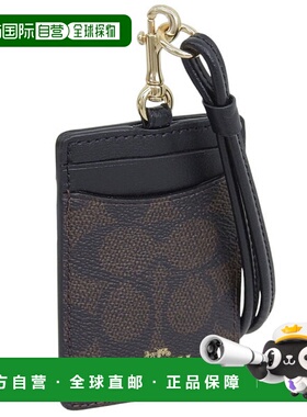 日本直邮Coach 女士卡片夹胡桃木 x 黑色 LNYRD ID SIG CNVS CZ28