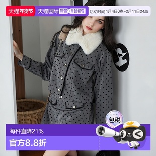 1h可退 日本直邮NICE CLAUP 女装 异材质拼接 短款牛仔夹克 仿毛