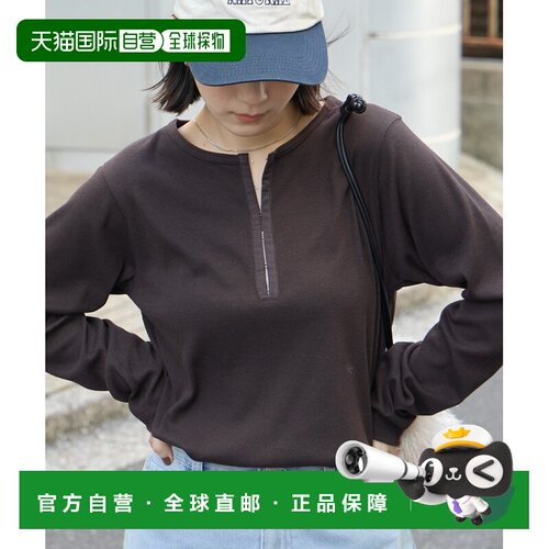 日本直邮MONO-MART 女装 软罗纹亨利领长袖T恤 ls1164
