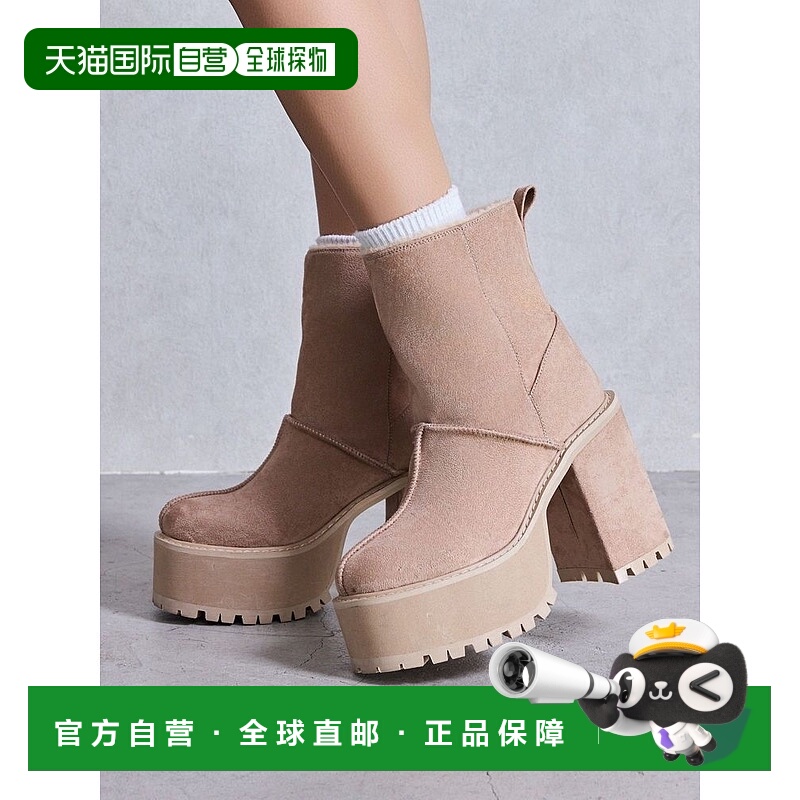 1h可退 日本直邮GYDA 女士仿毛绒厚底短靴 半拉链设计 0725518050