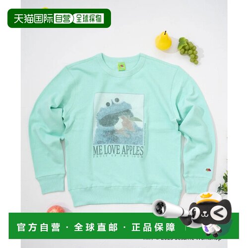 日本直邮FRUIT OF THE LOOM 芝麻街FTL联名长袖甘编薄荷色套头衫