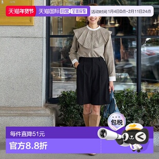 日本直邮marvelous by Pierrot 格纹牧师褶边领衬衫 [P03531EW000