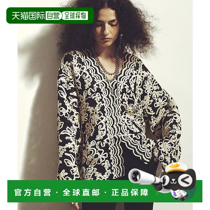 1h可退 日本直邮mag.by c 女装立体刺绣网纱衬衫 春夏宽松花款短