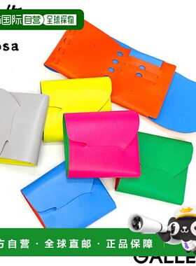 日本直邮Shosa 三折钱包时尚迷你皮革紧凑型薄轻卡包荧光霓虹色零