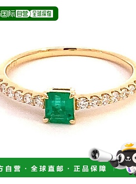 日本直邮(r248774) 祖母绿钻石 18k 戒指 0.23 克拉 0.18 克拉简