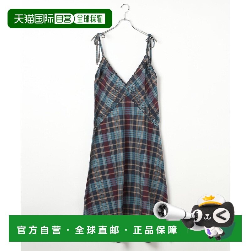 日本直邮BAYFLOW 女装 麻感棉质玛德拉斯格纹吊带连衣裙 646997