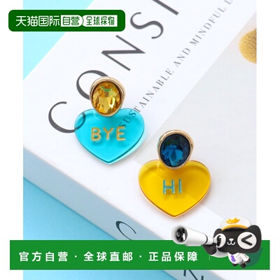 1h可退 日本直邮Three Four Time 女士 双色透明心形耳钉 8588009