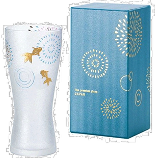 【日本直邮】ADERIA 高级玻璃杯酒杯 金鱼花火 310ml 带包装 日本