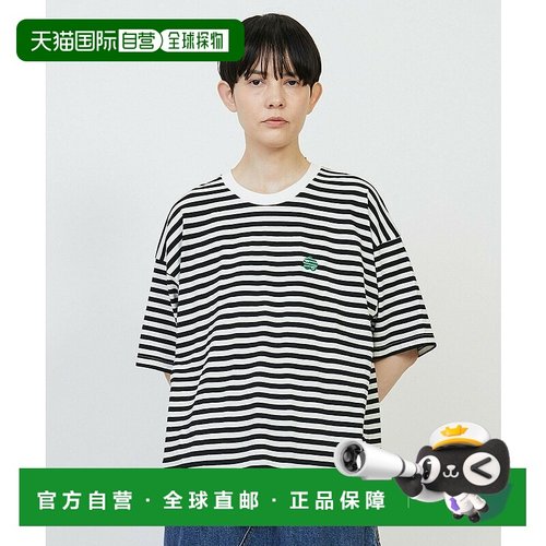 1h可退 日本直邮FRAPBOIS 男女通用字母刺绣条纹T恤 B1552PUT711