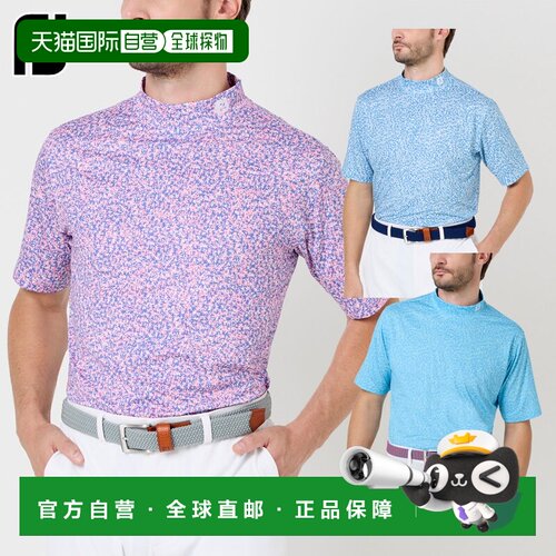 日本直邮FootJoy 高尔夫服饰男士短袖高领衬衫 紧身迷彩弹力莱尔F