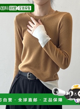 1h可退 日本直邮Alum' 女士配色设计圆领针织上衣 A10224s18羊毛