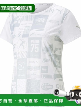 日本直邮PUMA 女士 RUN FAVORITE AOP 半袖T恤 [白色] 523655彪马