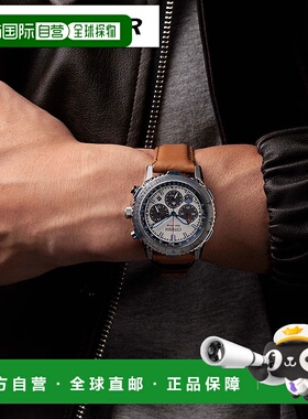 日本直邮西铁城 Promaster 男士腕表蓝色脉冲皮革表带棕/白配色太
