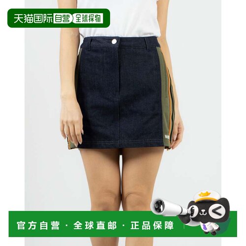 日本直邮W'S DENIM MIX TRACK MINI SKIRT 卡其色 牛仔混纺运动风