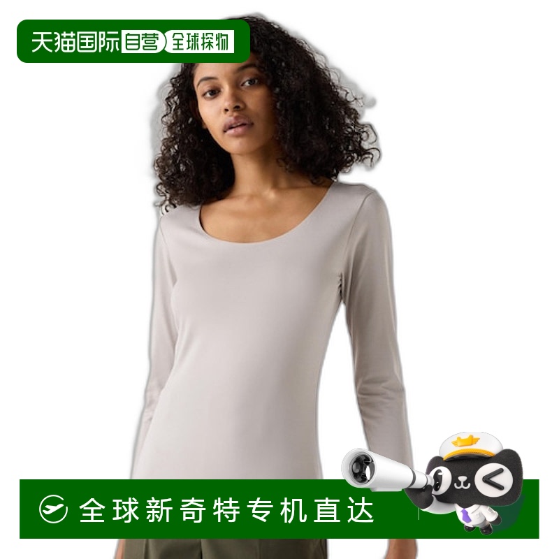 日潮跑腿UNIQLO优衣库 HEATTECH 长袖U领T恤 02LIGHTGRAY WOMENXS