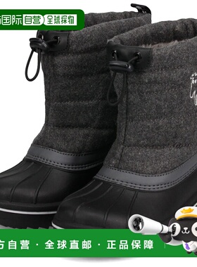 日本直邮Moz 女士雪地靴防滑青少年靴易于行走短靴黑色寒冷天气靴