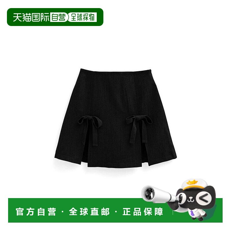 日本直邮日潮 GRL 内衬带蝴蝶结褶皱迷你裙A字裙裙子半身裙 GN276