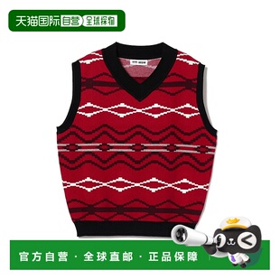 1h可退 日本直邮TTTMSW 男士北欧风格针织马甲 红色 时尚复古图案