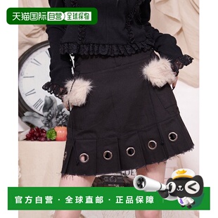 日本直邮ililil 女士腰带褶皱假毛拼接迷你裙 IL24C11裙子半身裙