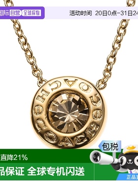 日本直邮 COACH蔻驰女士经典LOGO玫瑰金粉吊坠水晶项链礼物F54514
