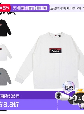 日本直邮NANGA 男士长袖生态混合方形徽标T恤棉质NW2431-1E150-A