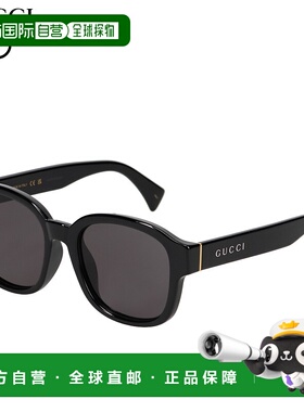 日本直邮GUCCI 太阳镜男式女式亚洲版型防紫外线太阳镜黑色 GG114